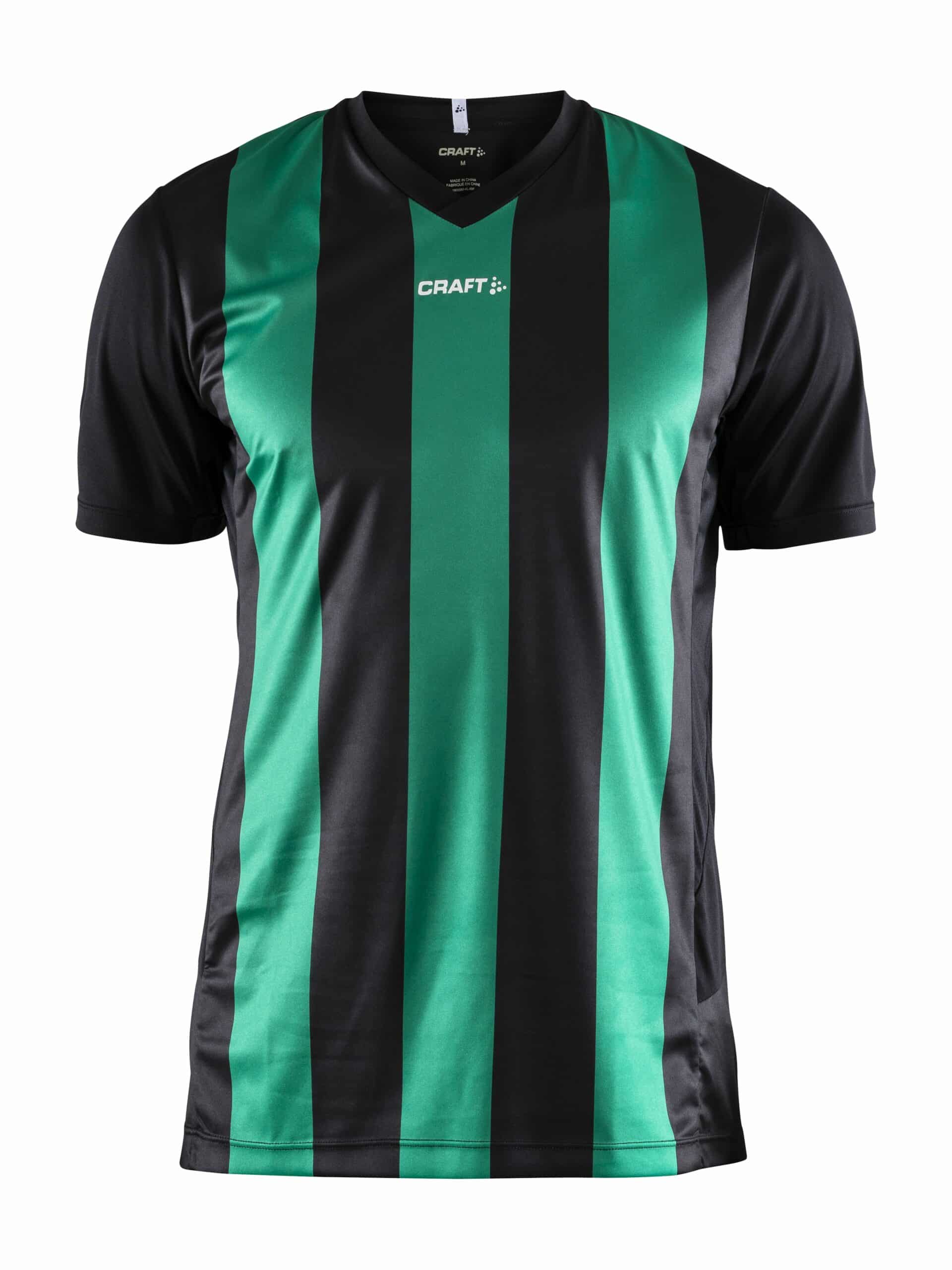 Craft Progress Jersey Stripe Maend Black Team Green
