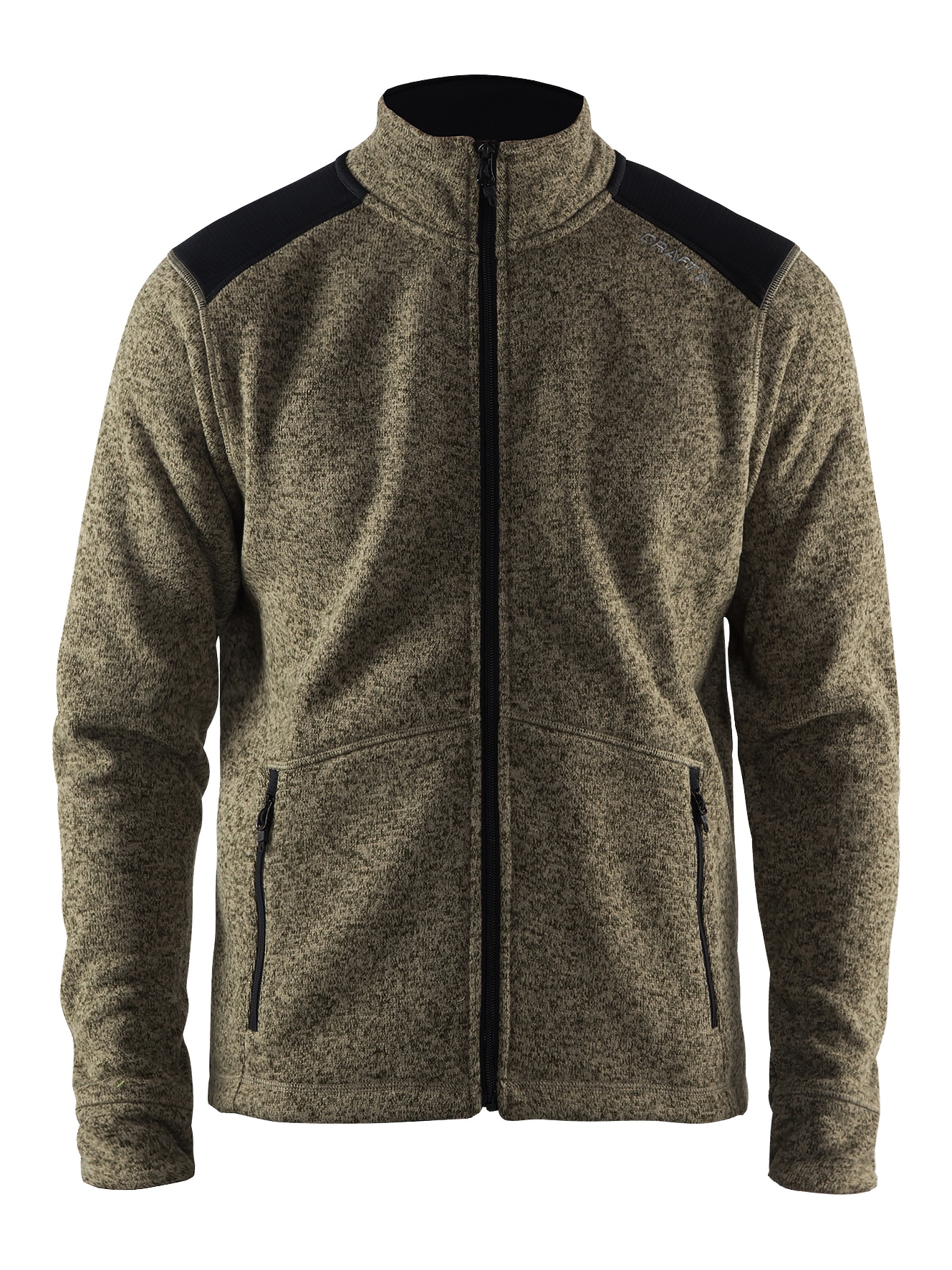 Craft Noble Zip Jacket Heavy Knit Fleece Maend Dk Forrest Black