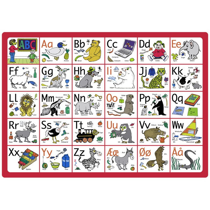 Abc Dækkeserviet  Rød