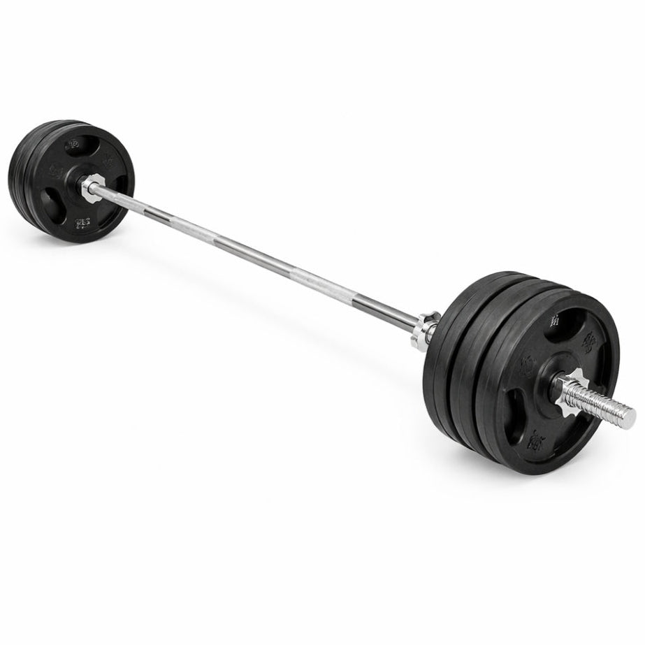 170 Cm Vægtstang Stjerneluk   60 Kilo Vægtskiver Med Greb