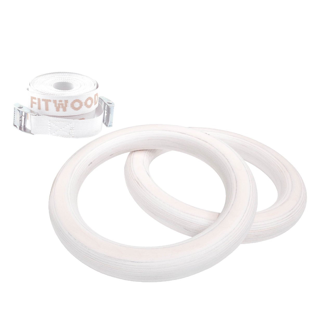 Fitwood Ulpu Mini Gymnastikringe 25mm Glazing Overflade   Hvid Strop