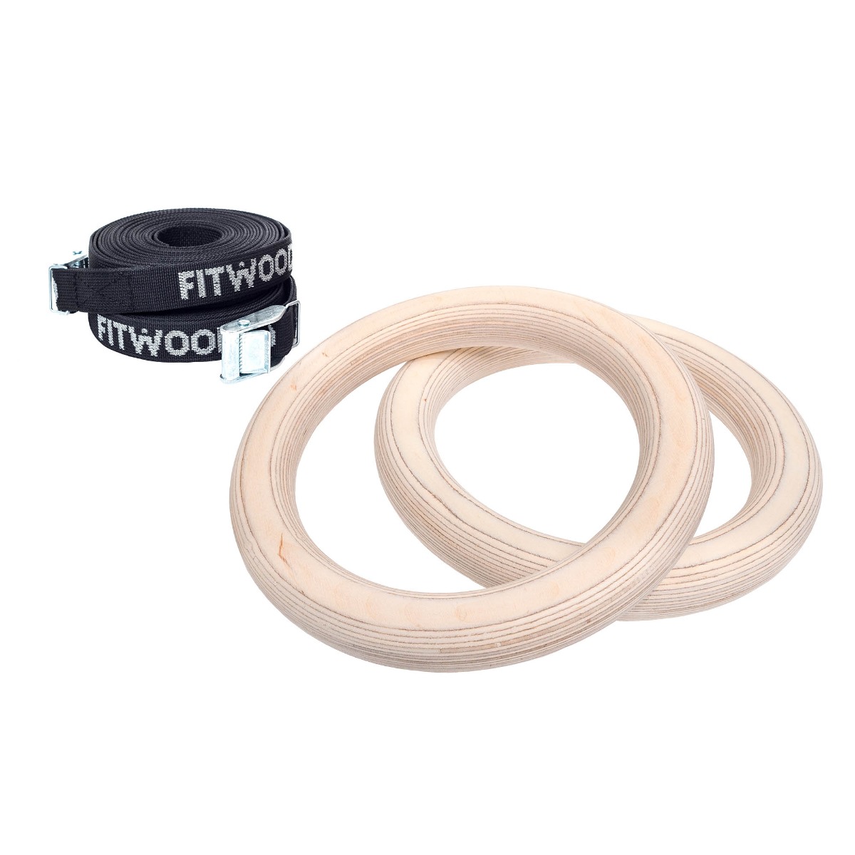 Fitwood Ulpu Mini Gymnastikringe 28mm Træ Overflade   Sort Strop