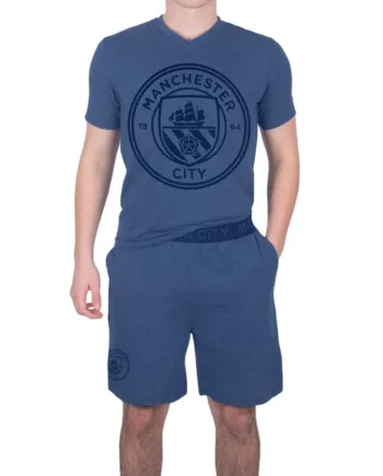 Officielle Manchester City Fc Pyjamas Til Mænd  Kort Sæt