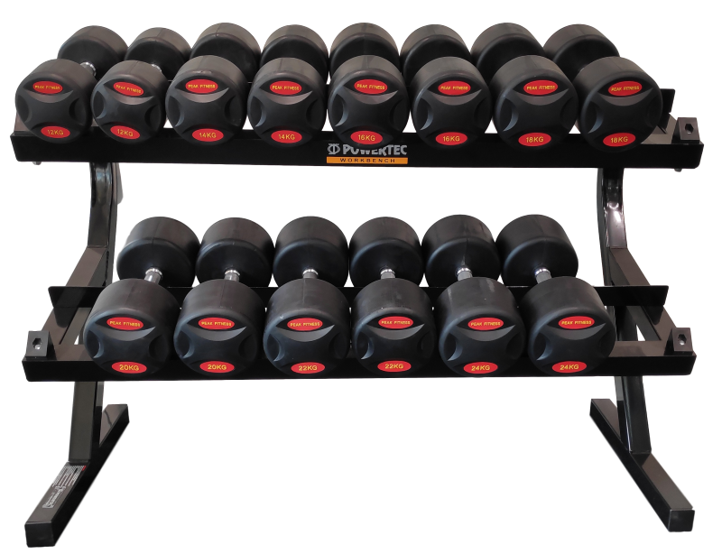 Powertec Håndvægtstativ 12- Par Gummi 24 Kg