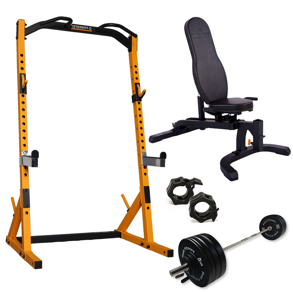 Powertec Half Rack Træningssæt 125 Kg Bumper Vægtsæt Yellow