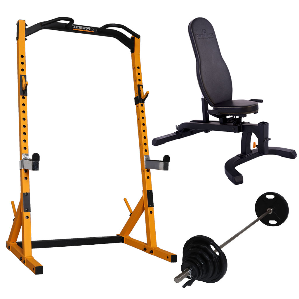 Powertec Half Rack Yellow Bænk Og 125 Kg 50 Mm Sort
