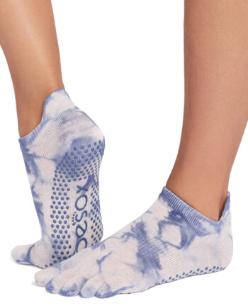 Toesox Full Toe Low Rise Grip  Soft Blue Tie Dye