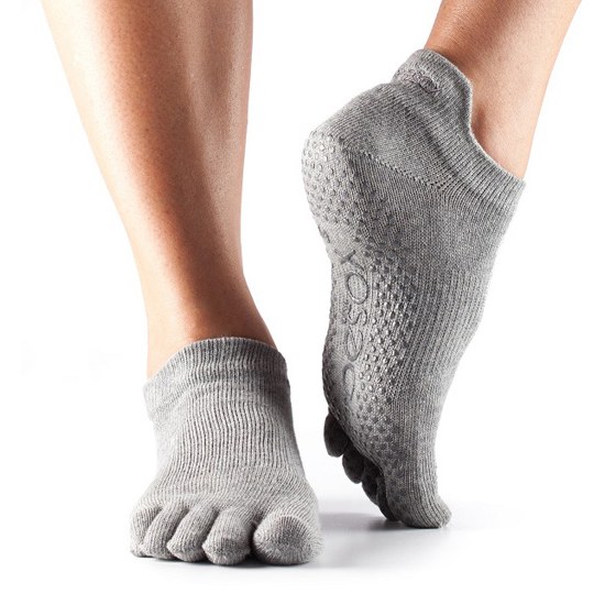 Toesox Fulltoe Lowrise Grip  Heather Grey