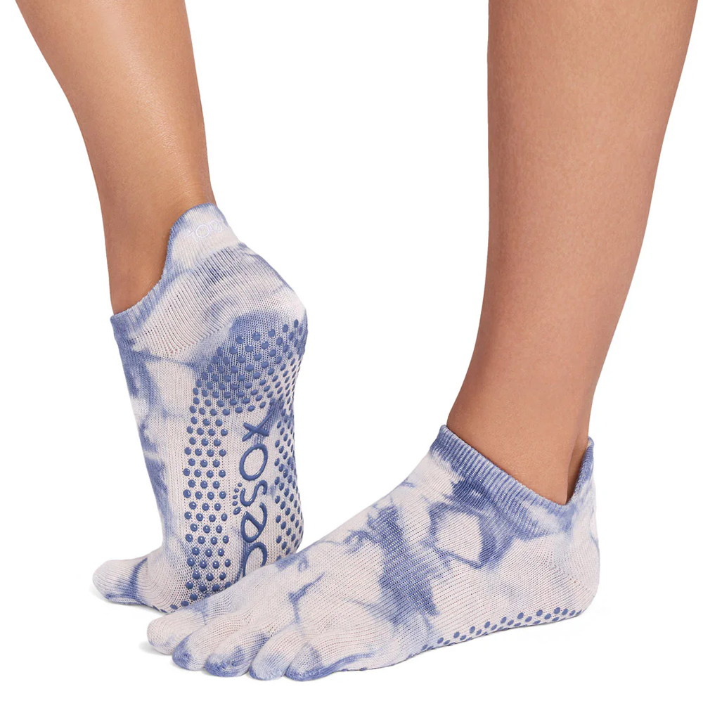 Toesox Fulltoe Lowrise Grip Soft Blue Tie Dye