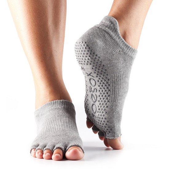 Toesox Halftoe Lowrise Grip  Heather Grey