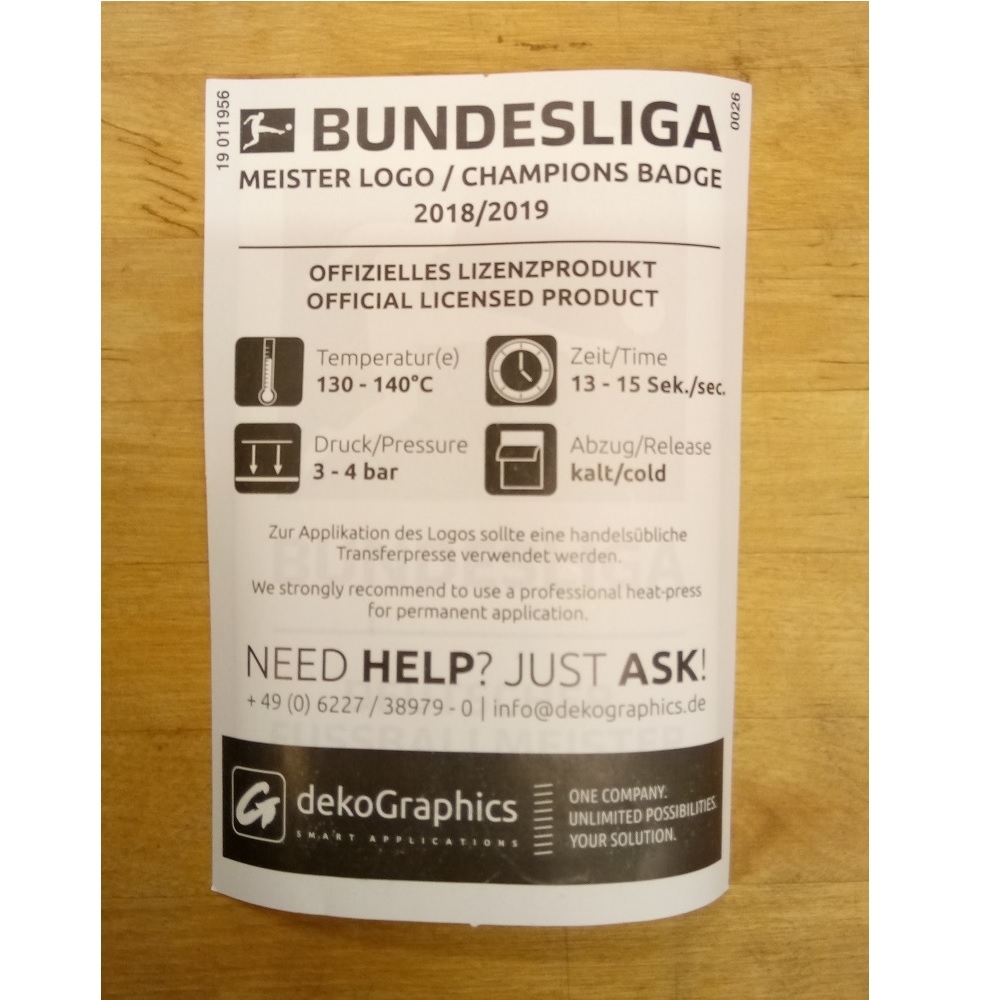 Bundesliga Meister 18 19 Sleeve Badge Players-player