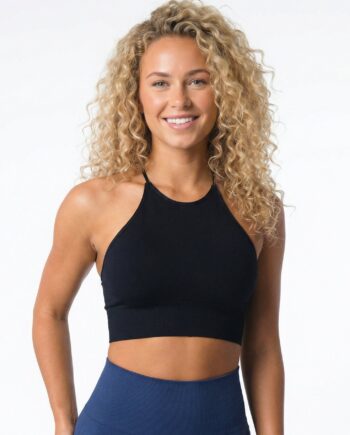 Eclipse Crossback Top  High Neck   Seamless  Black Small   Black
