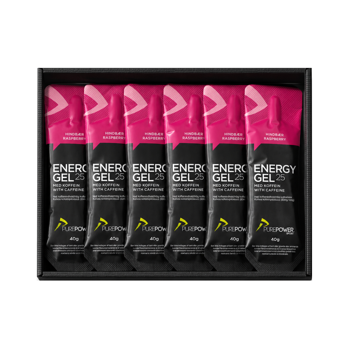 Energy Gel Koffein Hindbær 12 40