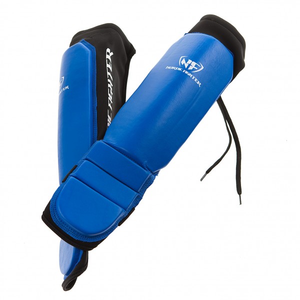Nordic Fighter Grappling Shin Guards Instep Benskinne ægte Læder Blå Large