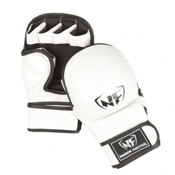 Nordic Fighter Mma Handsker Shooto Gloves Pro White ægte Læder Small