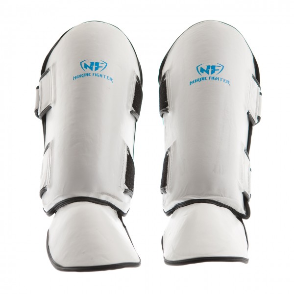 Nordic Fighter Shin Guards Instep Type   Benskinne Læder Hvid Large