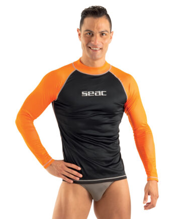 Seac Rash Guard  -sun Lang Herre Sort Orange