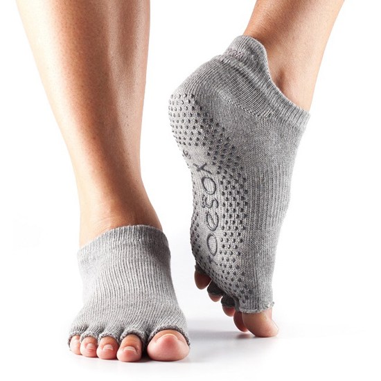 Toesox Halftoe Lowrise Grip  Heather Grey