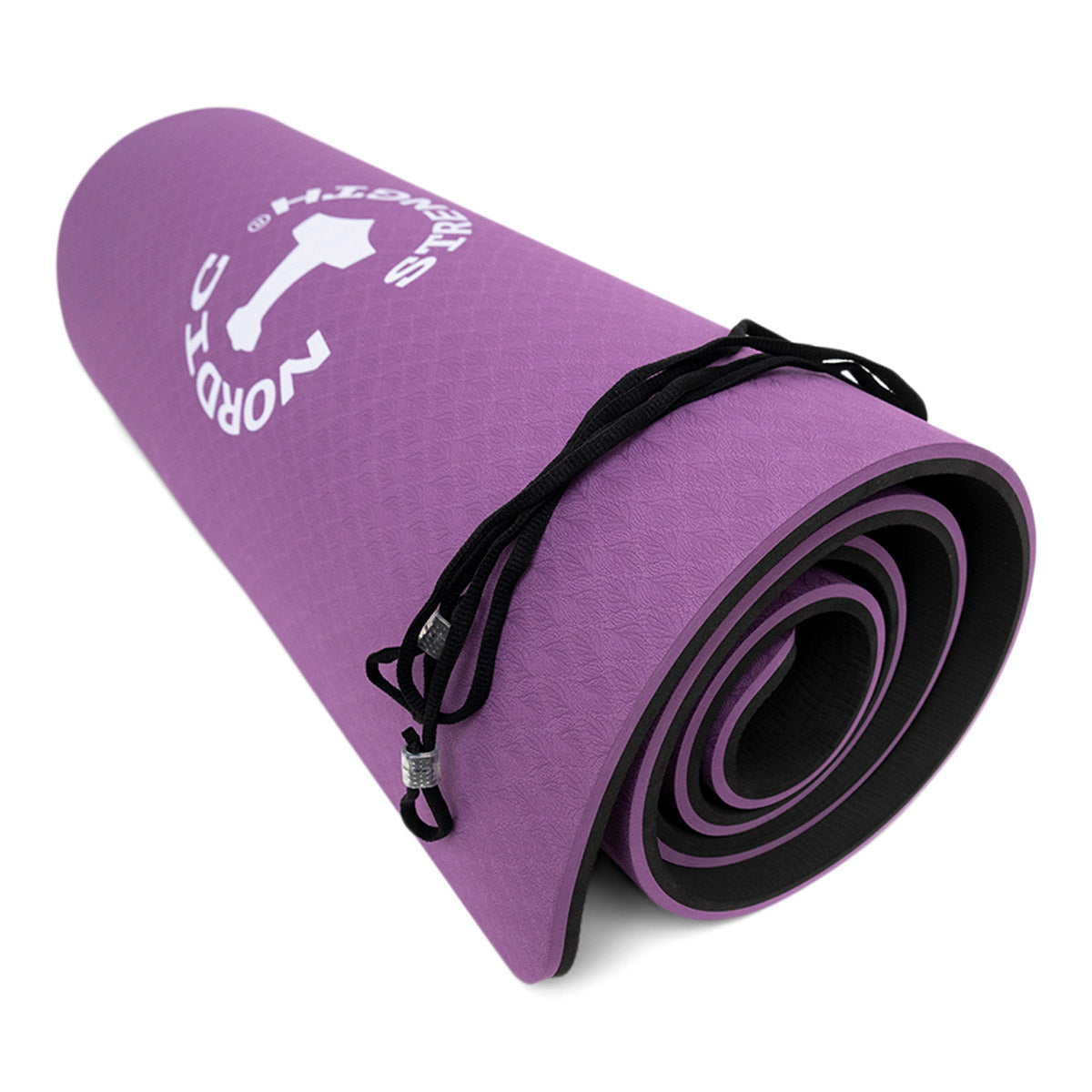 Tpe Yogamåtte 10mm Sort Lilla   Bærestrop