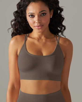 Ultrafit Cross Back Sports Bh Brown Small   Brown
