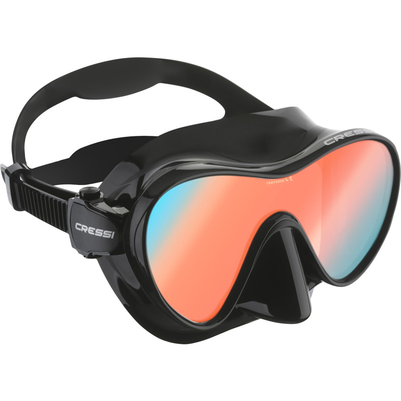 Cressi F1 Dykkermaske Sort Blå Orange Lens
