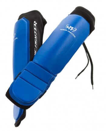 Nordic Fighter Grappling Shin Guards Instep Benskinne ægte Læder Blå  -large